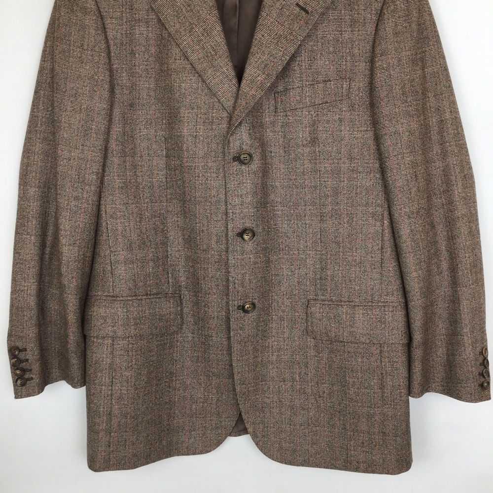 Ermenegildo Zegna Tweed Wool 3-Button Blazer Tan Men’s Size 50 Sports Coat - Picture 3 of 14
